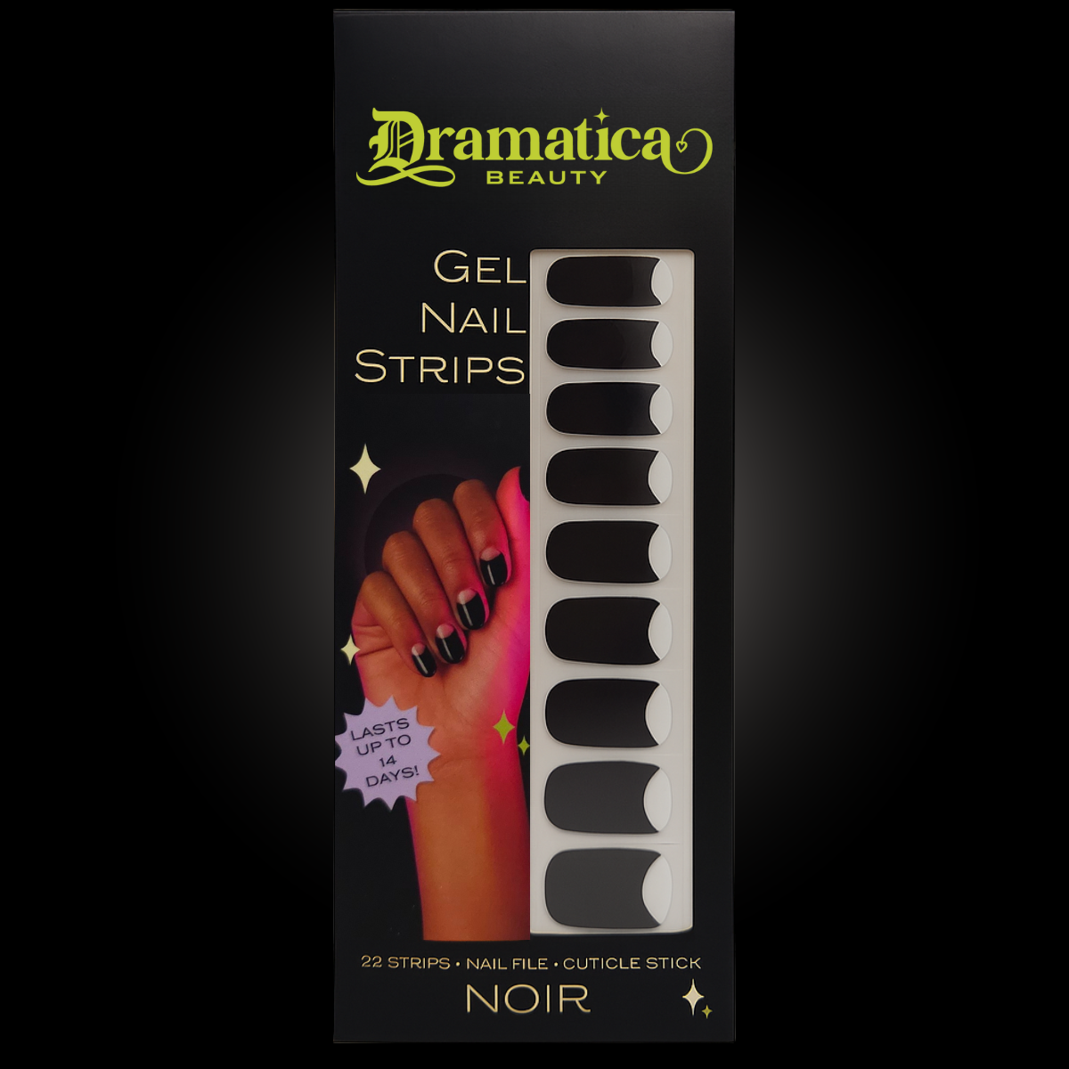 Noir—Black Half-Moon Gel Nail Wrap