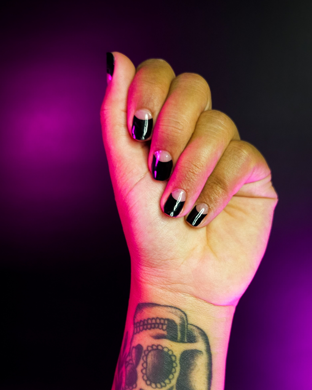 Noir—Black Half-Moon Gel Nail Wrap